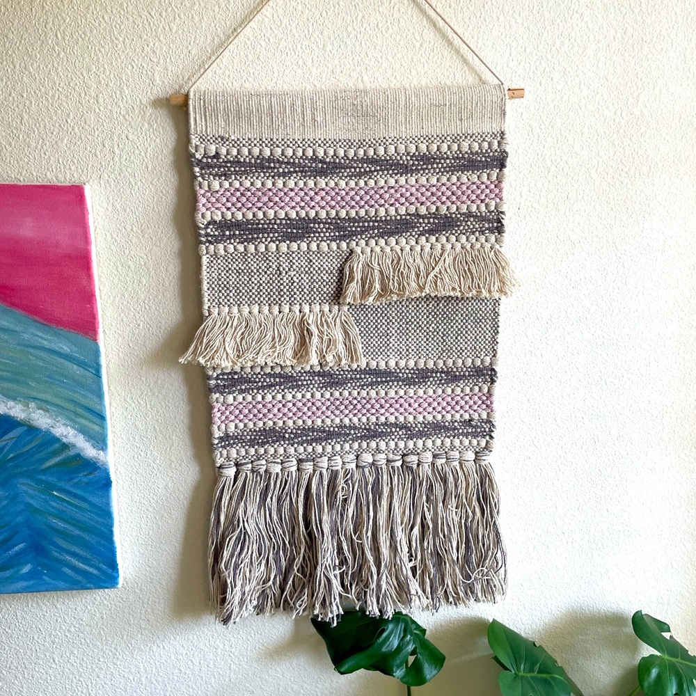 Boho Woven Wall Tapestry Macrame Fringe Wall Hanging 26”